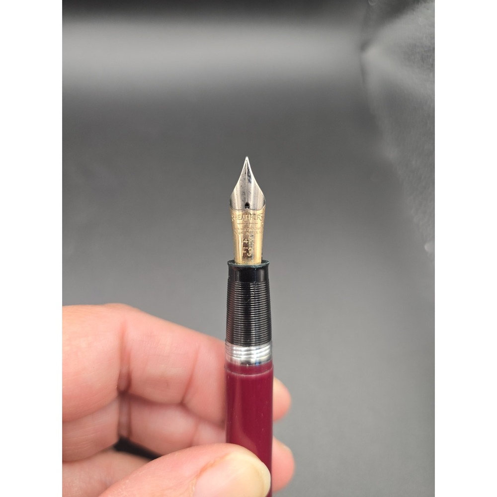 VTG 1950s Sheaffer Touchdown Fountain Pen Burgundy 14K Gold F3 Read - Picture 9 of 16